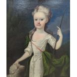 Early 18th century English School, oil on canvas, Portrait of a girl as a shepherdess, 74 x 62cm
