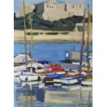 Michel Dureuil (1929-2011), oil on canvas laid on board, French harbour scene, signed, 24 x 18cm