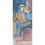 Circle of Danté Gabriel Rossetti, watercolour, The Annunciation, 20 x 8.5cm