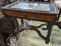 A walnut side table with mirrored top, (altered) width 59cm, depth 42cm, height 43cm