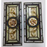 Two 19th century stained glass panels, largest 68x28cm