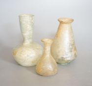 Three Roman glass vessels 14cm
