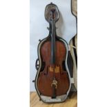 A 19th century German cello, labelled E M Blankert, cased