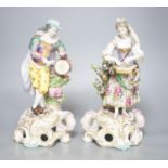 Two Continental porcelain figures, a lady and a gent 27cm