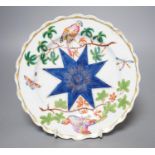 A Bow 'bird' plate c.1760, 20cms diameter