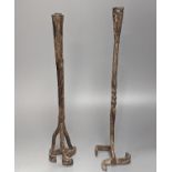 Two 17th / 18th century branding irons / candlesticks