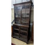 An Edwardian George III style glazed mahogany bookcase, width 113cm, depth 47cm, height 225cm