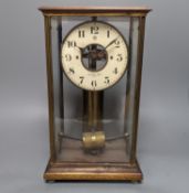 A Maurice Favre - Boulle electric pendulum clock, in a brass and mahogany four glass case, back-
