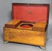 An early 19th century West Indian satinwood tea caddy 33cm