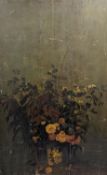 19th century Continental School, oil on wooden panel, Still life of flowers in a vase,