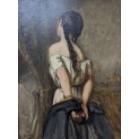 J.F. Marchales (19th C. French), oil on canvas, Study of a woman undressing, signed and dated