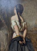 J.F. Marchales (19th C. French), oil on canvas, Study of a woman undressing, signed and dated