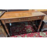 A Victorian mahogany two drawer side table, width 120cm, depth 60cm, height 75cm