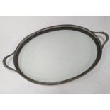 A silver plated and glass gallery tray 77cm