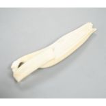 A Japanese carved ivory model of a partially peeled banana c.1900, 16cm