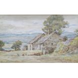 Bell Fisher, watercolour, Homestead near Rowen, signed with label verso, 13 x 22cm