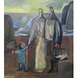 § Davina Jackson (Contemporary), oil on canvas, 'The Fisherman's Family I', Boundary Gallery label