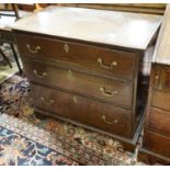 A George III style oak three drawer chest, width 86cm, depth 46cm, height 78cm