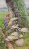 Albert C. Cooper, watercolour, 'Wonder', initialled with label verso, 40 x 26cm