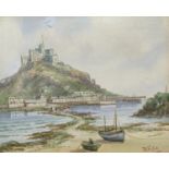 Thomas Herbert Victor (1894-1980), watercolour, St Michael's Mount, signed, 21 x 27cm