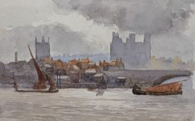 Wilfred Ball (1853-1917), watercolour, Rochester, initialled, 14 x 12cm