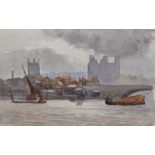 Wilfred Ball (1853-1917), watercolour, Rochester, initialled, 14 x 12cm