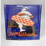 A French Le coup de la Semelle Michelin enamel advertsing sign 30.5cm