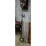 An Edwardian lacquered brass telescopic lamp standard, height 136cm