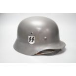 A replica WWII German steel helmet