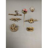 Mixed mainly Victorian jewellery including two yellow metal and seed pearl set swallow brooches, a