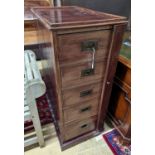 A Victorian style mahogany and pine five drawer filing chest with locking bar, width 43cm, depth