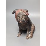An Austrian cold painted terracotta model of a dog wearing a bandana, 21.5cm high