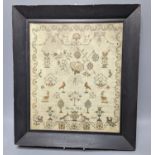 A dated 1812 sampler by Harriet Webb, framed 37x31cm excl frame