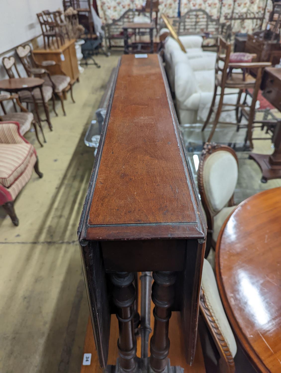 A Victorian mahogany Sutherland table, width 88cm, depth 16cm, height 74cm - Image 3 of 4