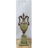 A green and gilt painted table lamp 60cm