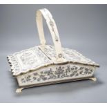 A 19th century Vizagatapatam Ivory and horn swing basket 32cm