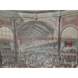 A Victorian chromolithograph of The International Exhibition - The Nave, 46 x 63cm