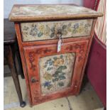 A Swiss floral painted cabinet, width 51cm, depth 42cm, height 80cm