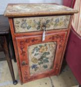 A Swiss floral painted cabinet, width 51cm, depth 42cm, height 80cm
