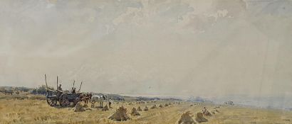 Arthur Gerald Ackermann (1876-1960), watercolour, 'Harvesting near Shoreham, Kent', signed, 23 x