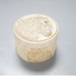 A Japanese ivory box and cover, Meiji period, carved with tigers, 9.2cm