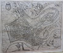 F. Hogenberg (1535-1590), engraving, Map of 'Lutzenburgm', 35 x 41cm