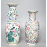 A Chinese famille rose ‘phoenix’ vase and another famille rose vase 30cm