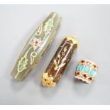 Three assorted Indian curios including gem and diamond set and enamelled, largest 7cm