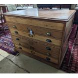 An early 20th century mahogany six drawer two part plan chest, width 116cm, depth 79cm, height 88cm