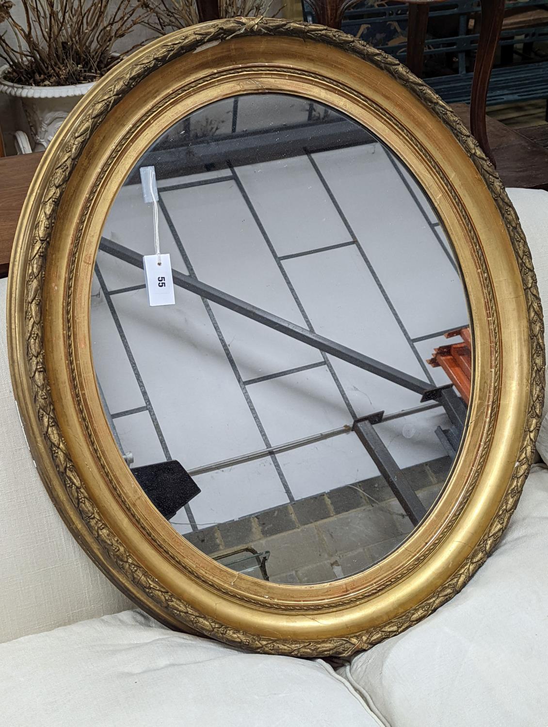 A Victorian oval giltwood and gesso wall mirror, width 80cm, height 94cm - Image 2 of 4