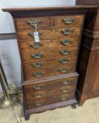 A small early 20th century oak tall chest, fitted ten drawers, width 60cm, depth 37cm, height 111cm