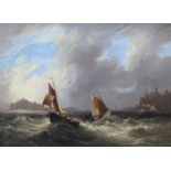 F. Calvert (19th C.), oil on canvas, Fishing boats off the coast, signed and dated 1831, 29 x 39cm