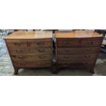 A pair of reproduction George III style bow fronted mahogany bedside chests, width 66cm, depth 39cm,