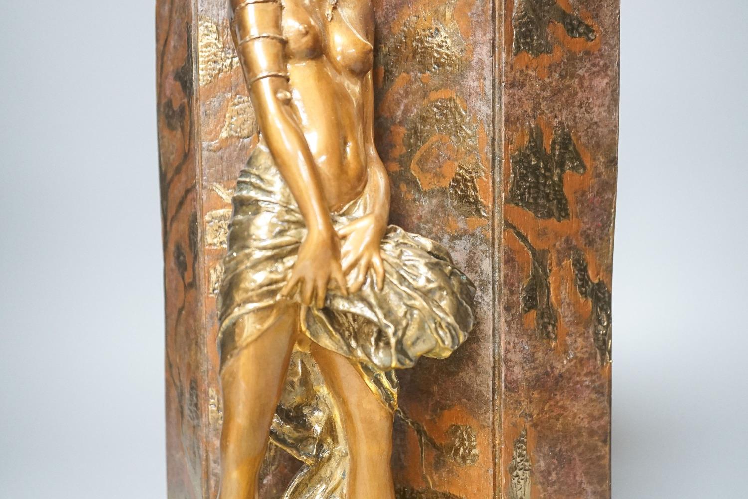 After Louis Icart a bronze sculpture, entitled “Masque Noir”, distributed by Rosenbaum Fine Art, - Image 3 of 4